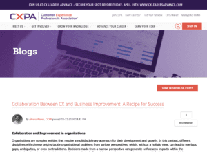 CXPA - Artículo de Álvaro Pérez Fernández - Collaboration Between CX and Business Improvement